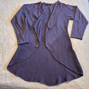Peruvian Connection women's XL purple fine knit waterfall front sweater EUC